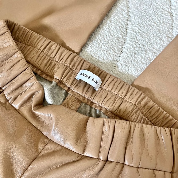 Anine Bing NEW Koa Pant Butterscotch Vegan Leather Wide Straight Leg Pant Sz S - Picture 7 of 13